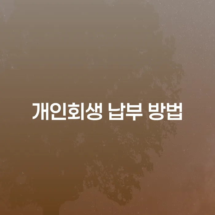 개인회생 납부 방법, 어렵지 않아요: 성공적인 채무 탈출 전략